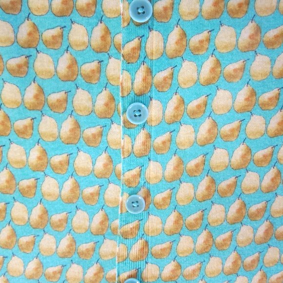 Talbots Sweater P Pear Novelty Print Back Button - Picture 5 of 6